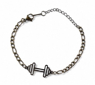 Dumbbell Charm Stainless Steel Bracelet - Pump Princess