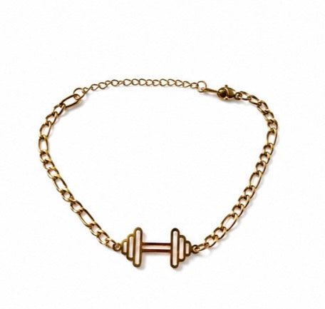 Dumbbell Charm Stainless Steel Bracelet - Pump Princess